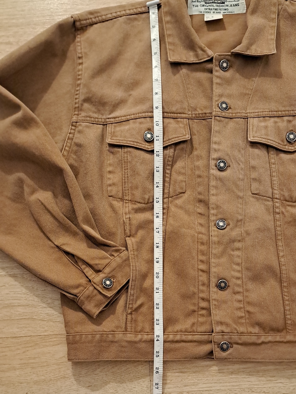 Today News Vintage Men's Tan Denim-Style Jacket - Casual Shirt Jacket - Picture 4 of 9